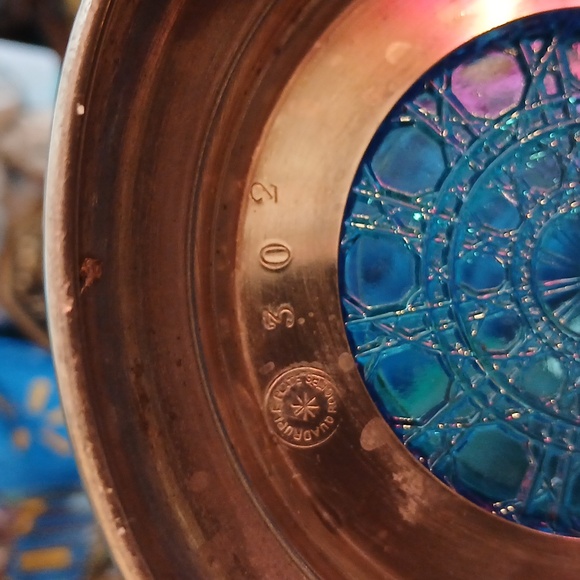 Antique Blue Glass and Silver Decorative Jar - Picture 4 of 4